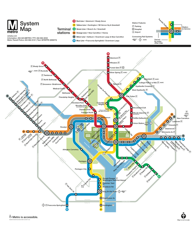 Washington, DC Metro system map